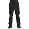 Men Scrubs Set Workwear Professionals WW675 Tuckable V-Neck Top & WW190 Tapered Leg Fly Front Cargo Pant, Black- M Top/L Pant