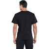 Men Scrubs Set Workwear Professionals WW675 Tuckable V-Neck Top & WW190 Tapered Leg Fly Front Cargo Pant, Black- M Top/L Pant