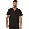Men Scrubs Set Workwear Revolution WW690 Tuckable V-Neck Top & WW140 Fly Front Pant, Black- 2XL Top / 2XL Pant