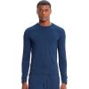 Cherokee Infinity Mens Long Sleeve Underscrub Top, Round Neck, Watch Slot Cuffs, Moisture Wicking 360 Stretch Fabric – IN608(Navy)