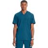 Cherokee Infinity Mens Tuckable V-Neck Scrub Top Modern Fit, 2 Pockets, Zip Chest Pocket, Rib-Knit, 360° Stretch – CK910A(Caribbean Blue)