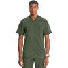 Cherokee Infinity Mens Tuckable V-Neck Scrub Top Modern Fit, 2 Pockets, Zip Chest Pocket, Rib-Knit, 360° Stretch – CK910A(Olive)