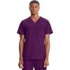 Cherokee Infinity Mens V-Neck Scrub Top Modern Fit, 3 Pockets, Rib-Knit Back Panels, Moisture-Wicking 360° Stretch – CK900A(Eggplant)