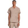 Cherokee Infinity Mens V-Neck Scrub Top Modern Fit, 3 Pockets, Rib-Knit Back Panels, Moisture-Wicking 360° Stretch – CK900A(Khaki)