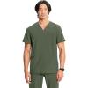 Cherokee Infinity Mens V-Neck Scrub Top Modern Fit, 3 Pockets, Rib-Knit Back Panels, Moisture-Wicking 360° Stretch – CK900A(Olive)