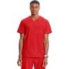 Cherokee Infinity Mens V-Neck Scrub Top Modern Fit, 3 Pockets, Rib-Knit Back Panels, Moisture-Wicking 360° Stretch – CK900A(Red)