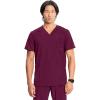 Cherokee Infinity Mens V-Neck Scrub Top Modern Fit, 3 Pockets, Rib-Knit Back Panels, Moisture-Wicking 360° Stretch – CK900A(Wine)