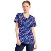 Cherokee Infinity Printed Scrub Tops for Women Round Neck, 3 Pockets, Rib-Knit Inset & Princess Seams – CK609(Staggered Marble)
