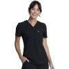 Cherokee Infinity V-Neck Nurse Scrub Top for Women with Rib-Knit Panel and Tuckable CK687A(Black)