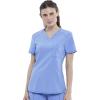 Cherokee Infinity V-Neck Nurse Scrub Top for Women with Rib-Knit Panel and Tuckable CK687A(Ciel)