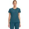 Cherokee Infinity Womens Mock Wrap Scrub Top, 4 Pockets, Rib-Knit Panel, Moisture-Wicking 360° Stretch – 2625A(Caribbean Blue)