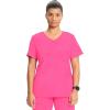 Cherokee Infinity Womens Mock Wrap Scrub Top, 4 Pockets, Rib-Knit Panel, Moisture-Wicking 360° Stretch – 2625A(Carmine Pink)