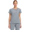 Cherokee Infinity Womens Mock Wrap Scrub Top, 4 Pockets, Rib-Knit Panel, Moisture-Wicking 360° Stretch – 2625A(Grey)