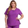 Cherokee Infinity Womens Round Neck Scrub Top, Contemporary Fit, 3 Pockets, Rib-Knit Panels, 360° Stretch – 2624A(Bright Violet)