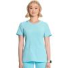 Cherokee Infinity Womens Round Neck Scrub Top, Contemporary Fit, 3 Pockets, Rib-Knit Panels, 360° Stretch – 2624A(Cloud Blue)