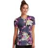 Cherokee Infinity Womens V-Neck Print Scrub Top with 2 Pockets, Rib-Knit Insert Logo O-Ring Detail & Shirttail Hem – CK634(Botanical Mashup)