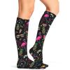 Cherokee Knee High Compression Socks 8-15 mmHg, Lightweight Printed Support Stockings, 1 Pair- COMFORTSUPPORT(Flamingo Party)