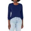 Cherokee Long Sleeve Underscrub for Women Modern Classic fit Soft Crew Neck Knit Tee with 2-Way Stretch – 4881(Navy)