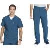 Cherokee Men Scrubs Set Modern Fit V-Neck Scrub Tops, CK900A and Tapered Leg Drawstring Scrub Pants, CK200A(Caribbean Blue)