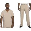 Cherokee Men Scrubs Set Modern Fit V-Neck Scrub Tops, CK900A and Tapered Leg Drawstring Scrub Pants, CK200A(Khaki)