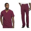 Cherokee Men Scrubs Set Modern Fit V-Neck Scrub Tops, CK900A and Tapered Leg Drawstring Scrub Pants, CK200A(Wine)