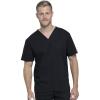 Cherokee Men & Women Scrubs Top Workwear Professionals Pocketless Tuckable V-Neck WW605(Black)