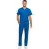 imageCherokee Men and Women Scrub Set Tuckable VNeck Top WW625 with Tapered Leg Drawstring Pant WW020Royal