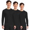 Cherokee Men’s Long Sleeve Underscrub Tee Modern T-Shirt with Crew Neck – CK807(Black – 3 Pack)