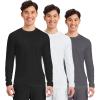 Cherokee Men’s Long Sleeve Underscrub Tee Modern T-Shirt with Crew Neck – CK807(Black / White / Pewter – 3 Pack)
