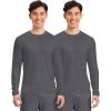 Cherokee Men’s Long Sleeve Underscrub Tee Modern T-Shirt with Crew Neck – CK807(Pewter – 2 Pack)