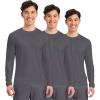 Cherokee Men’s Long Sleeve Underscrub Tee Modern T-Shirt with Crew Neck – CK807(Pewter – 3 Pack)