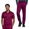 Cherokee Men’s Scrub Set – Modern Fit Polo Shirt WW615 with Natural Rise Jogger WW012(Wine)
