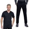 Cherokee Men’s Scrub Set, V-Neck Scrub Top Modern fit WW603 with Natural Rise Jogger Scrub Pants Drawstring Waistband WW012(Black)