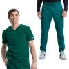 Cherokee Men’s Scrub Set, V-Neck Scrub Top Modern fit WW603 with Natural Rise Jogger Scrub Pants Drawstring Waistband WW012(Hunter Green)