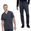Cherokee Men’s Scrub Set, V-Neck Scrub Top Modern fit WW603 with Natural Rise Jogger Scrub Pants Drawstring Waistband WW012(Pewter)