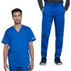 Cherokee Men’s Scrub Set, V-Neck Scrub Top Modern fit WW603 with Natural Rise Jogger Scrub Pants Drawstring Waistband WW012(Royal)