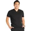 Cherokee Men’s V-Neck Scrub Top with Front Neckline, Yoke Seams, and Zip Pocket – CK718A(Black)