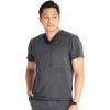 Cherokee Men’s V-Neck Scrub Top with Front Neckline, Yoke Seams, and Zip Pocket – CK718A(Pewter)