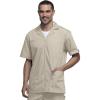 Cherokee Men’s Zip Up Jacket, Traditional Fit Lapel Collar with Half Sleeves 4300(Khaki)
