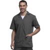 Cherokee Men’s Zip Up Jacket, Traditional Fit Lapel Collar with Half Sleeves 4300(Pewter)