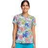 Cherokee Prints Women Scrubs Top Mock Wrap CK614(Retro Buds)