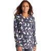 Cherokee Scrub Jackets For Woman Printed Snap Front Modern Classic Fit, 2 Pockets, Rib-Knit Cuffs – CK321(Calma Llama)