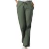 Cherokee Scrub Pants for Women Drawstring Waist with Flare Leg 3 Pockets, Fade Resistant, Durable & Easy Care Fabric – 4101(Olive)