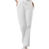 Cherokee Scrub Pants for Women Drawstring Waist with Flare Leg 3 Pockets, Fade Resistant, Durable & Easy Care Fabric – 4101(White)