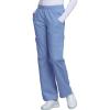 Cherokee Scrub Pants for Women Mid Rise Pull-On Cargo Medical Uniform 7 Pocket Elastic Waist Adjustable Hem Stretch – 4005(Ciel)