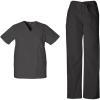 imageCherokee Scrub Sets for Women and Men 6 Pocket Medical Scrubs with VNeck Top 4876 amp Drawstring Cargo Pant 4100Black