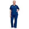 Cherokee Scrub set for women Traditional Fit Dolman Sleeve, V-neck Top 4700 Natural Rise Flare Leg Drawstring Pant 4101(Galaxy Blue)