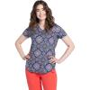Cherokee Scrubs for Women Printed V-Neck Scrub Top with Modern Classic Fit with 2 Welt Pockets & Shirttail Hem – CK637(Boho Medallion)