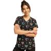 Cherokee Scrubs for Women Printed V-Neck Scrub Top with Modern Classic Fit with 2 Welt Pockets & Shirttail Hem – CK637(Care Flor-all)