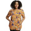 Cherokee Scrubs for Women Printed V-Neck Scrub Top with Modern Classic Fit with 2 Welt Pockets & Shirttail Hem – CK637(Happy Llamaween)